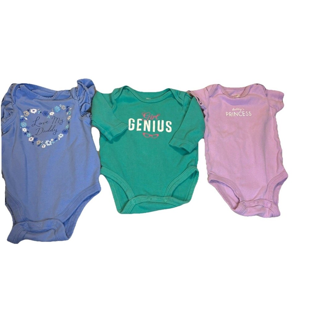 Baby Girls One Piece Lot 3 Pc 3M 3-6M Daddy’s Princess Father’s Day EUC Mixed